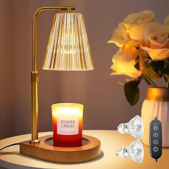 DEIDEAL Candle Warmer Lamp with 2 Bulbs, Modern Glass Candle Lamp Warmer with Timer & Dimmer, Hei... | Amazon (US)