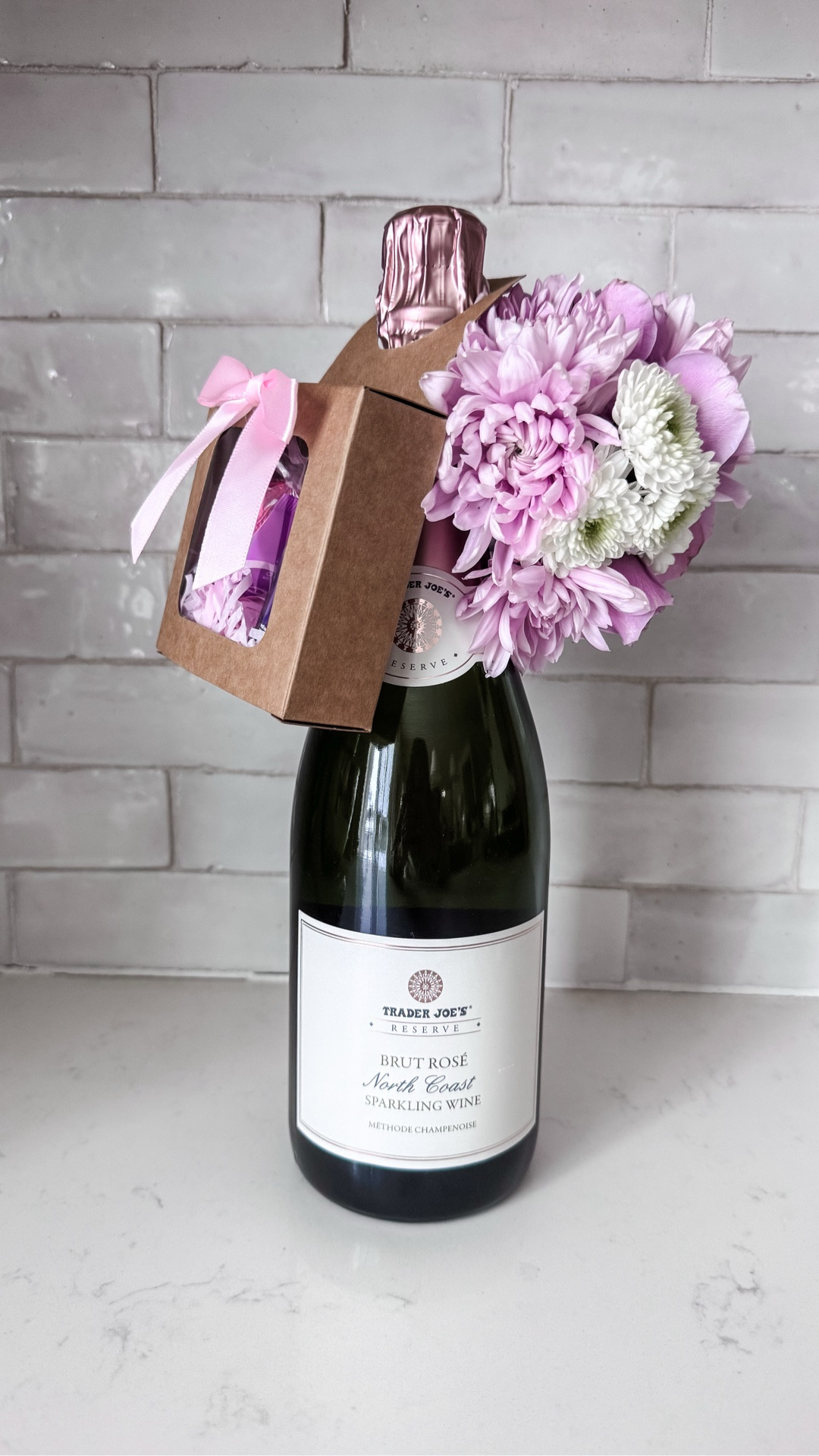 Wine bottle gift idea 💕 

Flowers and wine from Trader Joe's 

#LTKSeasonal #LTKValentine #LTKHome