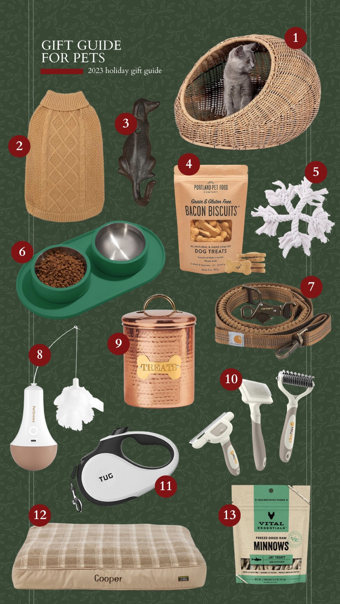 gift guide 2023, gifts for dogs, gifts for cats, gifts for pet parents, dog sweater, dog hook, cat bed, dog treats, cat treats, christmas dog toy, treat jar, dog leash, pet brush, dog brush

#LTKHoliday #LTKGiftGuide #LTKHolidaySale