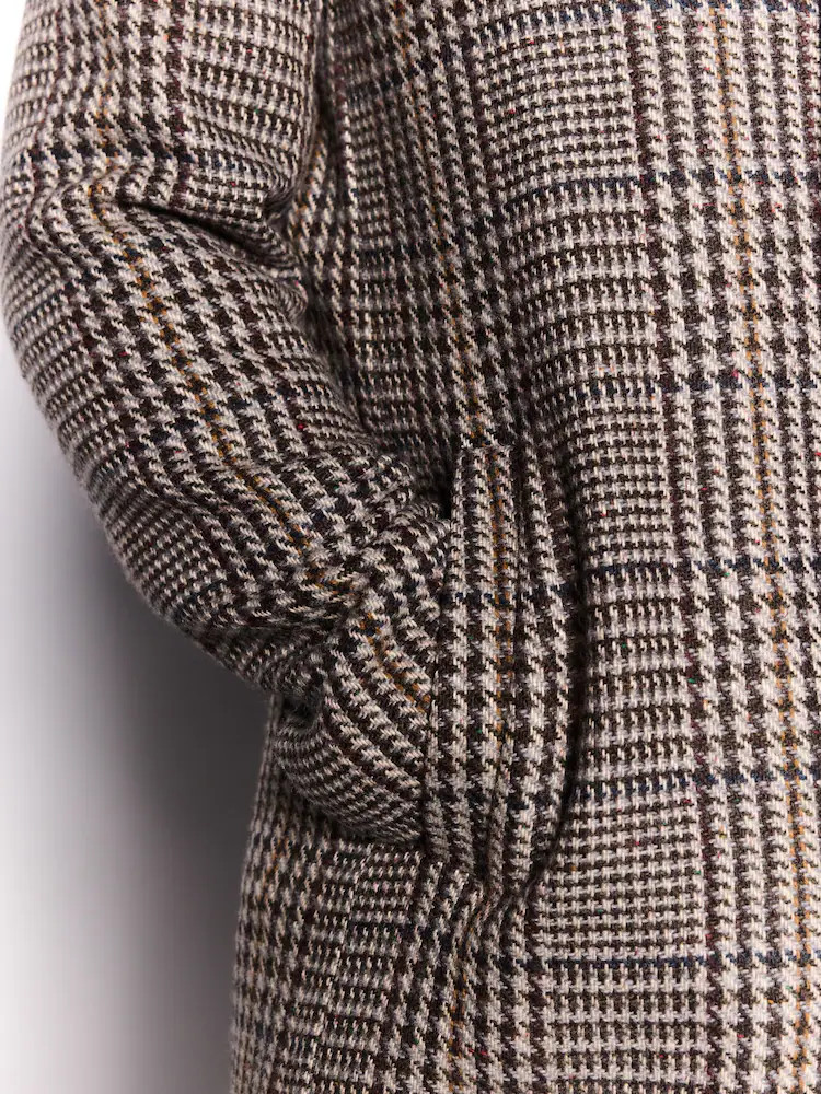 Brown Check Epsom Overcoat With Wool | Next EU
