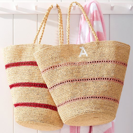 Coronado Handwoven Raffia Stripe Tote | Mark and Graham
