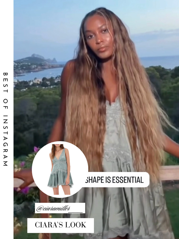 Ciara Miller's Grey Lace Trim Mini Dress 📸= @ciaramiller___ 

 