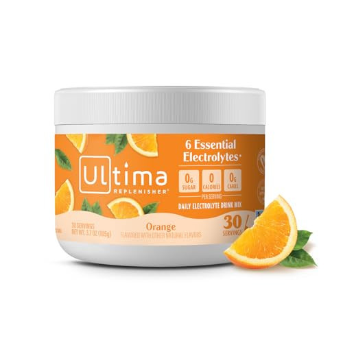 Ultima Replenisher Daily Electrolyte Powder Drink Mix – Orange, 30 Servings Canister – Zero Sugar Hydration Powder with 6 Electrolytes & Minerals – Sugar Free, Plant-Based & Keto Friendly | Amazon (US)
