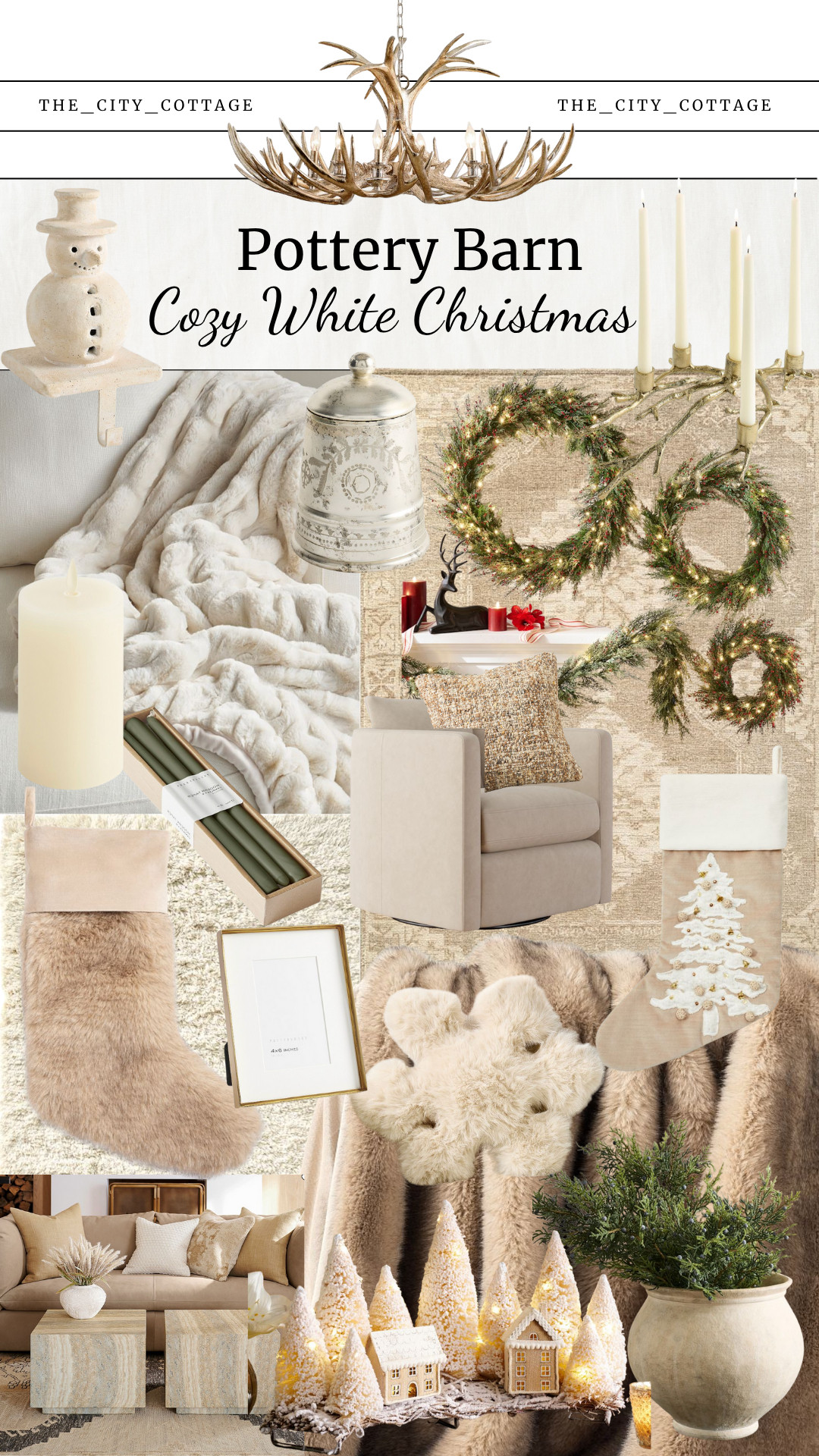 Cozy white Christmas dreams coming to life ❄️✨

If you love a clean, calm, winter-white aesthetic, this Pottery Barn edit is pure magic. Soft textures, snowy neutrals, warm candlelight, and timeless details that make your home feel like a holiday retreat.

Shop the pieces I used to create this cozy white Christmas moment:
 🤍 Plush stockings
 🤍 Snowy cushions & throws
 🤍 Winter candles & soft lighting
 🤍 Snowflake quilt & winter-town decor
 🤍 Faux lit cedar, rugs, frames & more
Everything linked in my White Xmas folder for easy holiday styling ✨
#ltkhome #ltkholiday #whitechristmasdecor #cozyhomevibes #potterybarndecor 

 #LTKCyberWeek #LTKHoliday #LTKHome