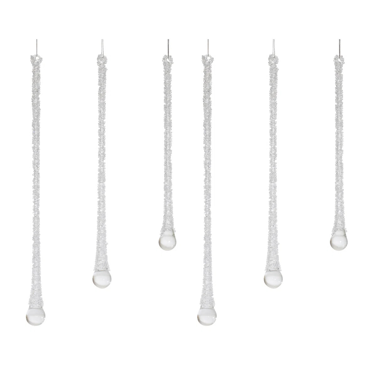 The Holiday Aisle® Clear Beaded Glass Icicle Drop Ornament (Set of 6) | Wayfair | Wayfair North America