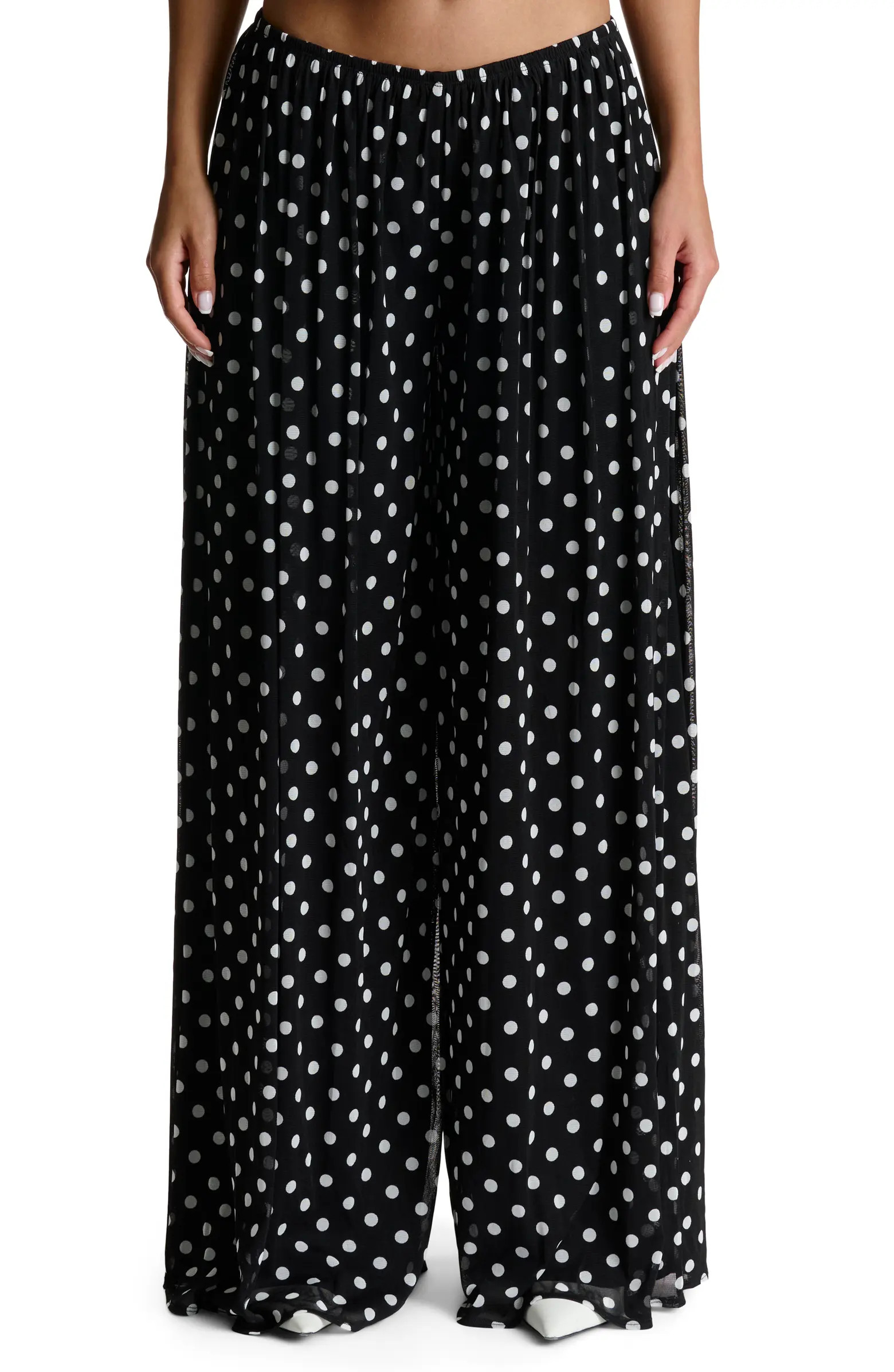 Polka Dot Mesh Wide Leg Pants | Nordstrom