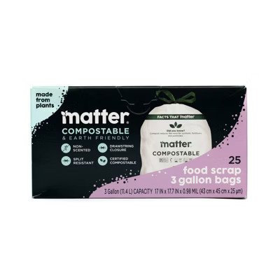 Matter Compostable Small Kitchen Scrap Trash Bags - 3gal/25ct | Target