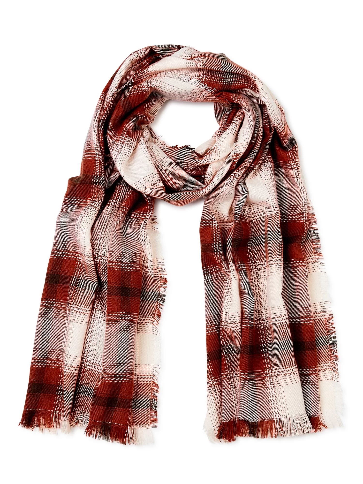 Scoop Plaid Woven Oblong Scarf with Frayed Edges - Walmart.com | Walmart (US)