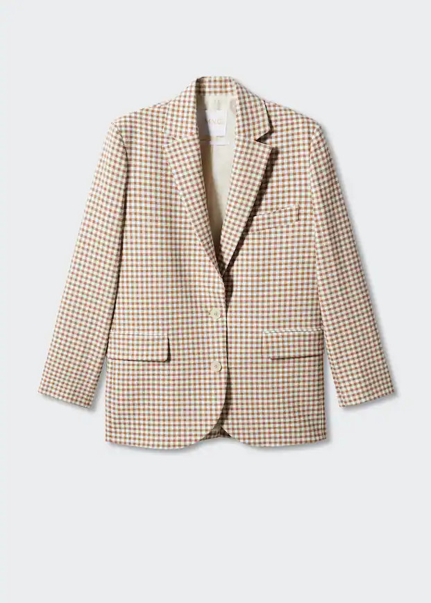 Gingham blazer -  Women | Mango United Kingdom | MANGO (UK)