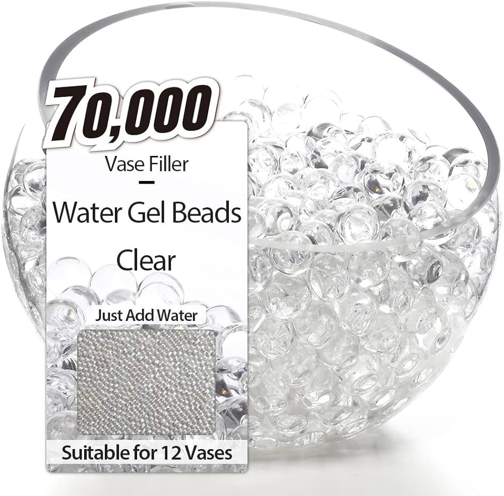 NOTCHIS 70,000 Clear Water Gel Beads for Vases, Tansparent Water Gel Beads for Vase Filler Beads,... | Amazon (US)