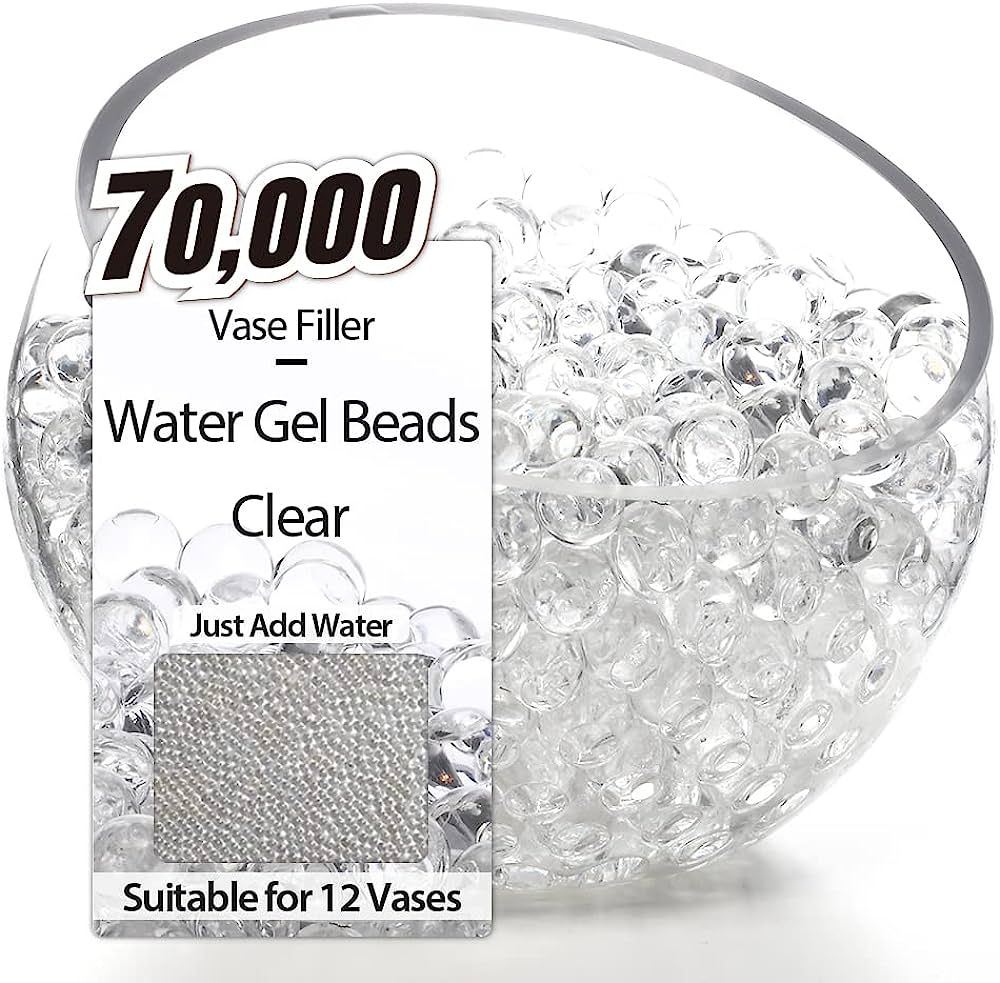 NOTCHIS 70,000 Clear Water Gel Beads for Vases, Tansparent Water Gel Beads for Vase Filler Beads,... | Amazon (US)