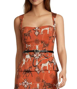 Antonio Melani Winona Coordinating Western Printed Sateen Sweetheart Neck Sleeveless Blouse | Dil... | Dillard's