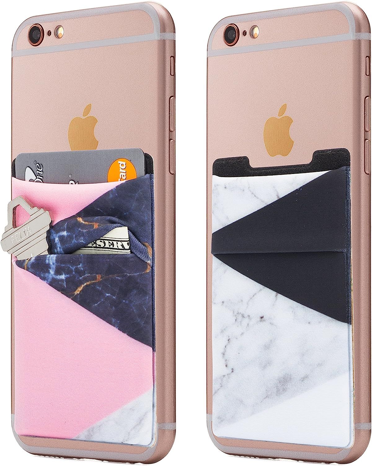 (Two) Stretchy Marble Cell Phone Stick On Wallet Card Holder Phone Pocket for iPhone, Android and... | Amazon (US)