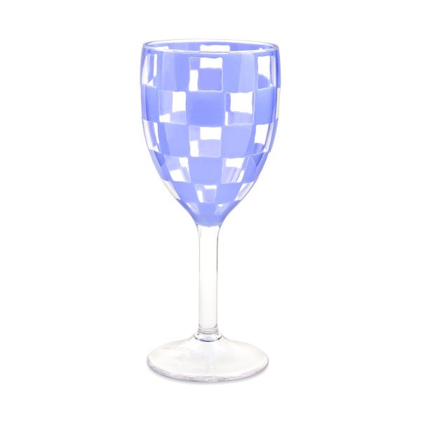 MacKenzie-Childs Check Acrylic Wine Goblets, in Blue | MacKenzie-Childs