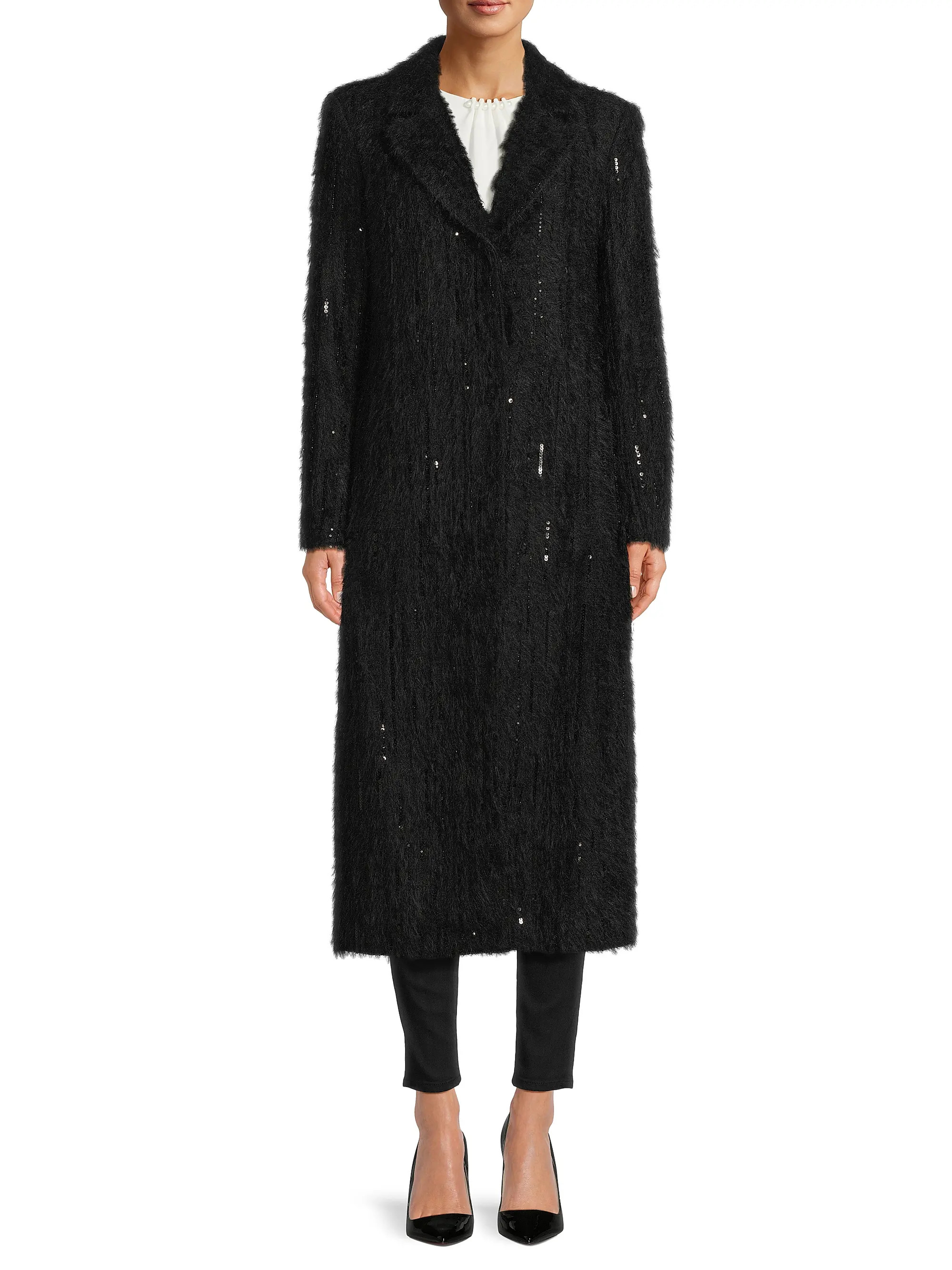 Rhinestone-Embellished Long Coat | Saks Fifth Avenue