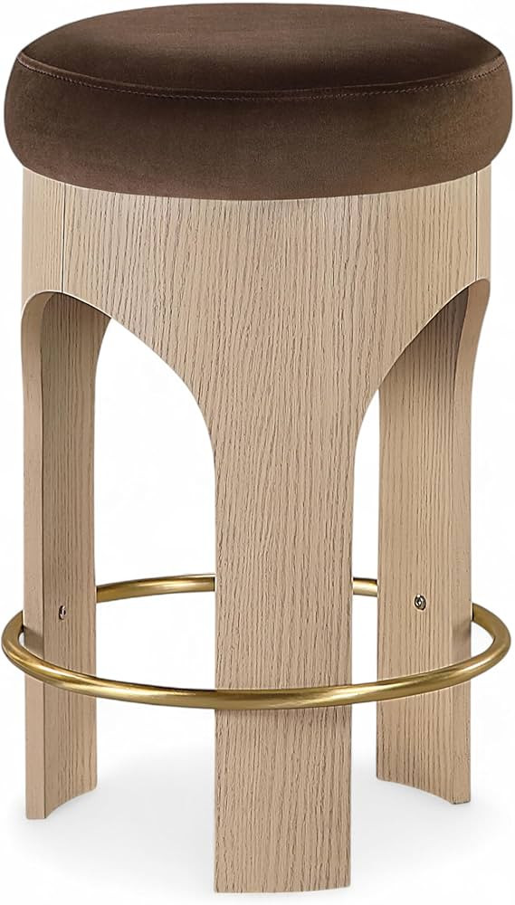 Meridian Furniture 11057Brown-C Bocceli Collection Art Deco Counter Stool with Ultra Luxe Brown 4... | Amazon (US)