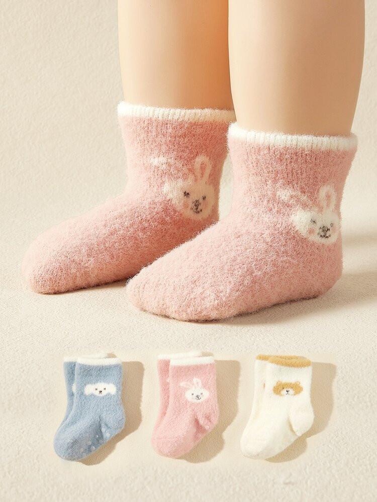 3pairs Baby Cartoon Animal Pattern Socks | SHEIN