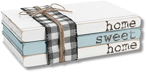 Wooden Rustic Decorative Books Set of 3 | Farmhouse Coffee Table Decor | Faux Fake Books for Living  | Amazon (US)