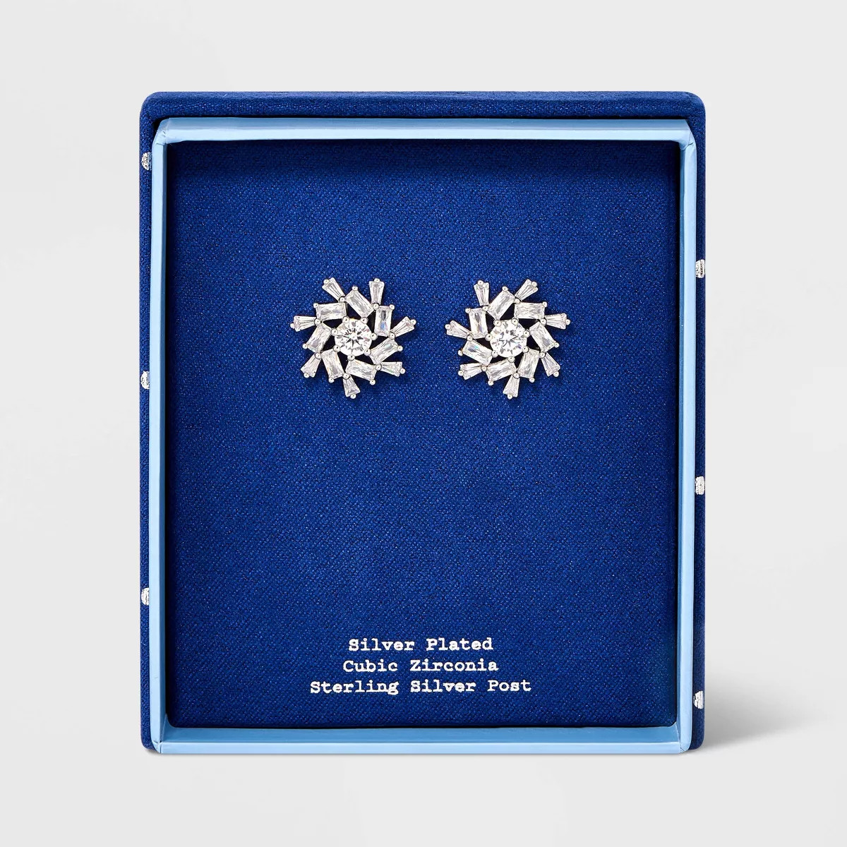 Silver Plated Starburst Cubic Zirconia Stud Earrings | Target