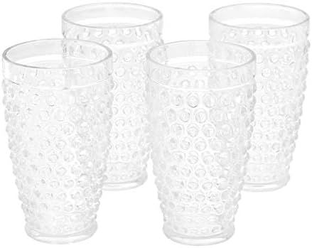 Amazon Basics Tritan Hobnail Texture Highball Glasses - 18-Ounce, Set of 4 | Amazon (US)