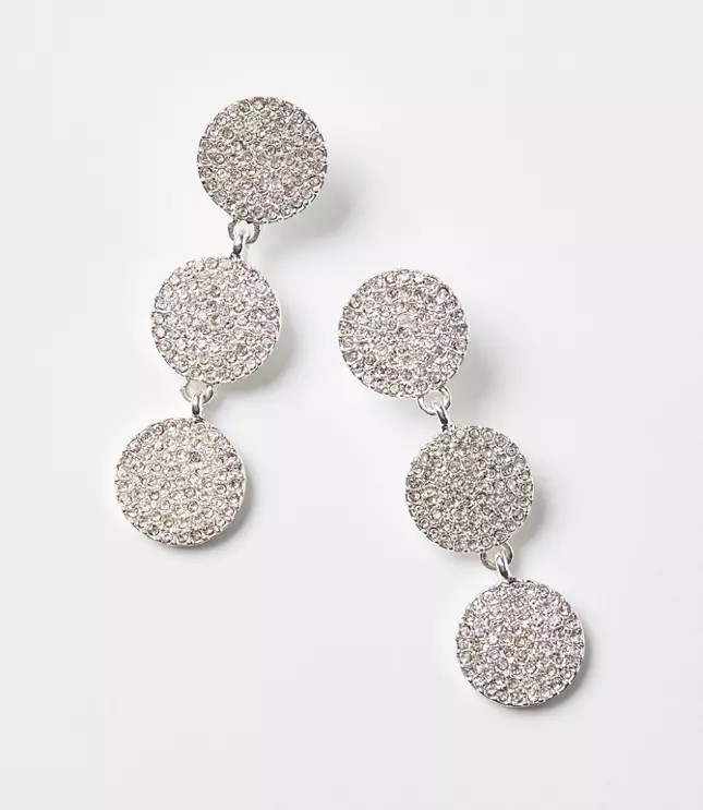 Pave Circle Triple Drop Earrings | LOFT