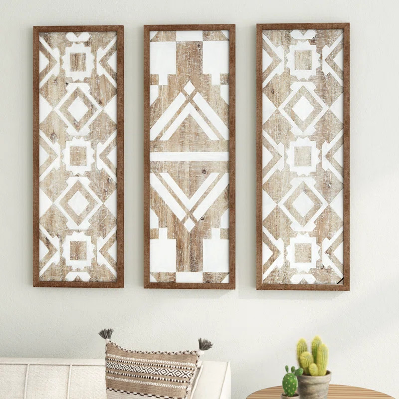 Two-tone Geometric 3-Piece Wood Wall Décor Set | Wayfair North America