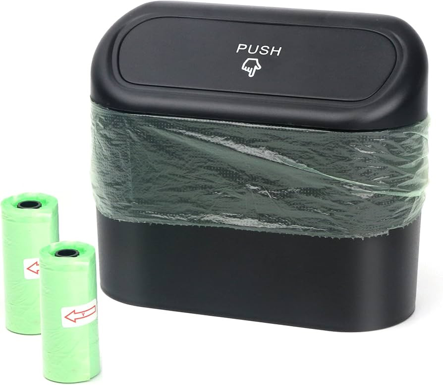 Car Trash Can Bin with Lid Small Leakproof Car Garbage Can Mini Vehicle Trash Bin w/ 40pcs Car Tr... | Amazon (CA)