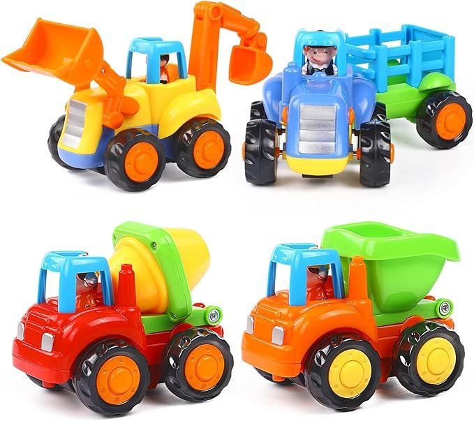 Inertia Toy Early Educational Toddler Baby Toy Friction Powered Cars Push and Go Cars Tractor Bul... | Amazon (US)