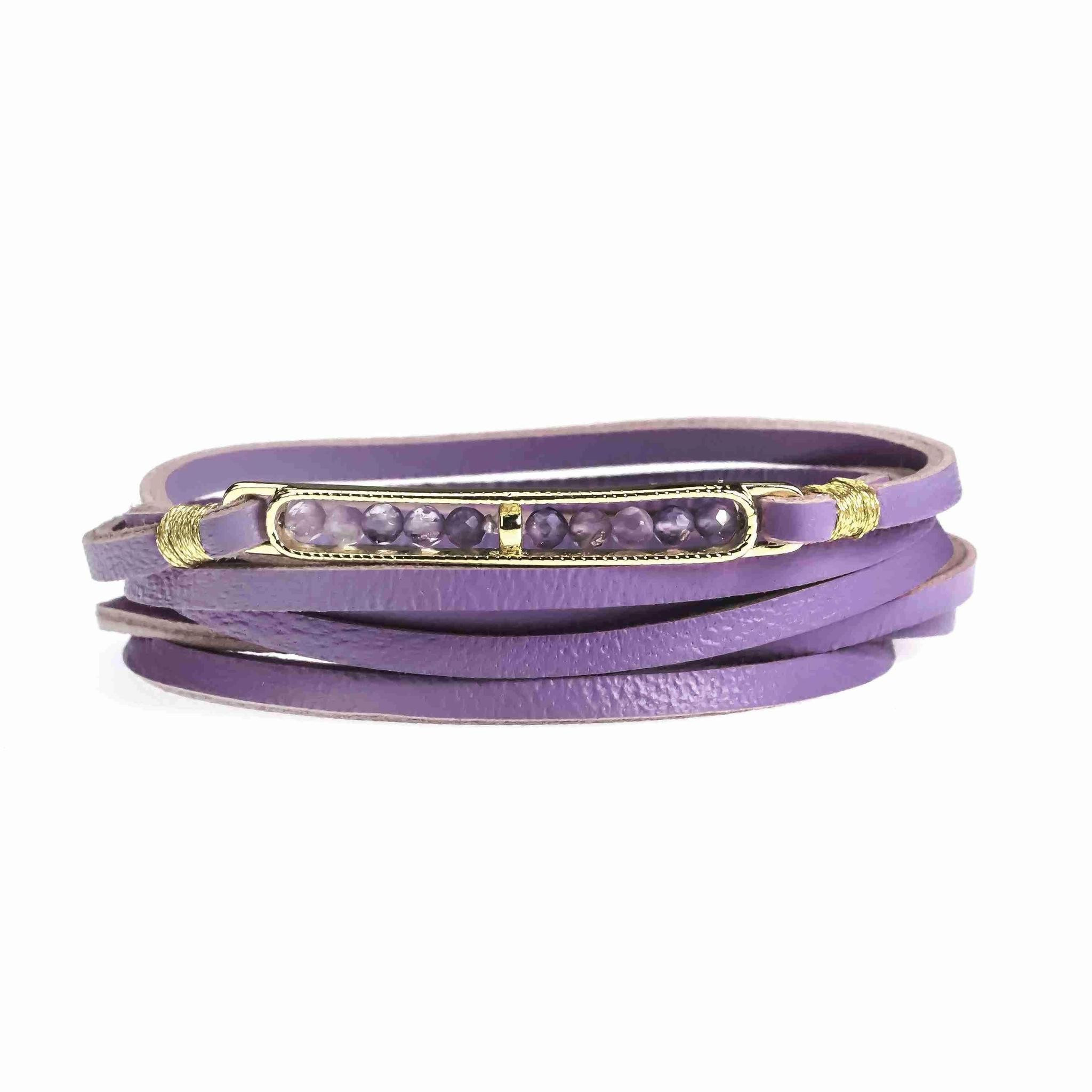 Lilac and Gold Multi Wrap on Lavender | Victoria Emerson