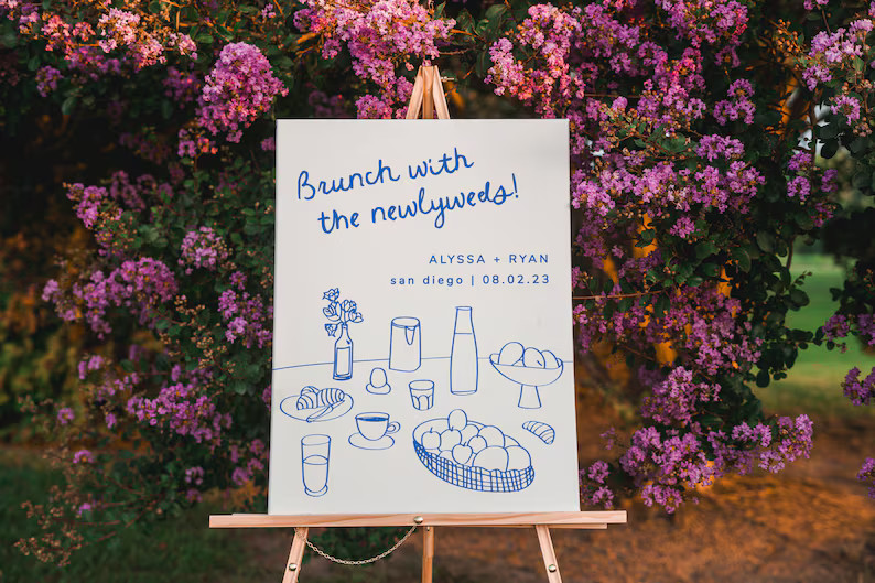 Hand Drawn Farewell Brunch Sign Template Wedding Brunch Welcome Sign Whimsical Scribble Illustrat... | Etsy (US)