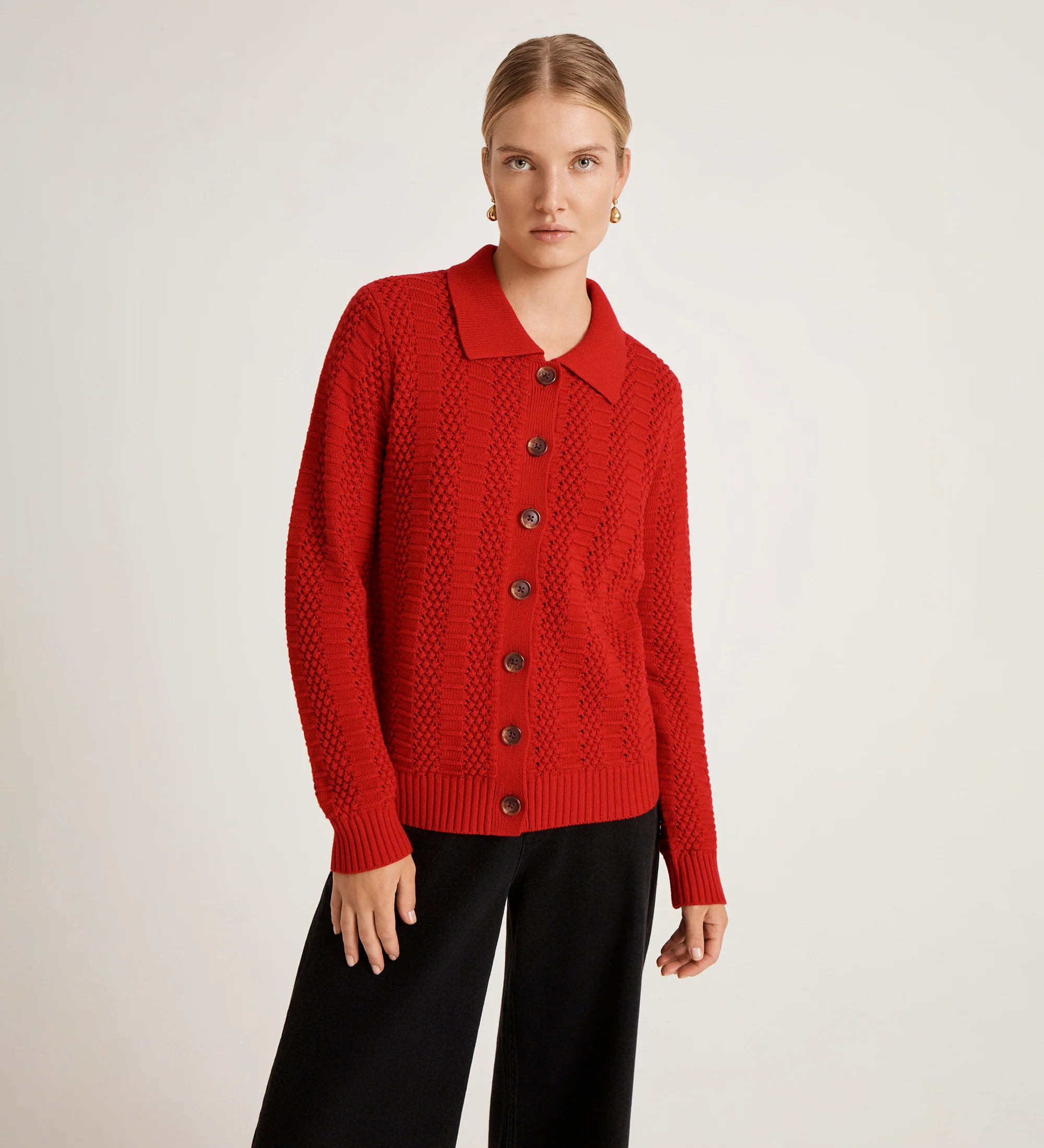 Emlyn Red Knitted Cardigan | Finery London - UK