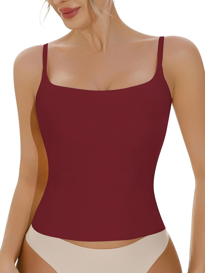 Artdear Women's Square Neck Tank Top Basic Spaghetti Straps Camisole Sexy Summer Cami Crop Tops A... | Amazon (US)