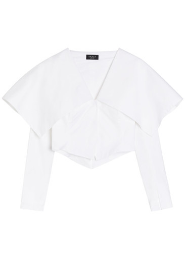 Oversized-collar cropped cotton-blend jacket | Harvey Nichols