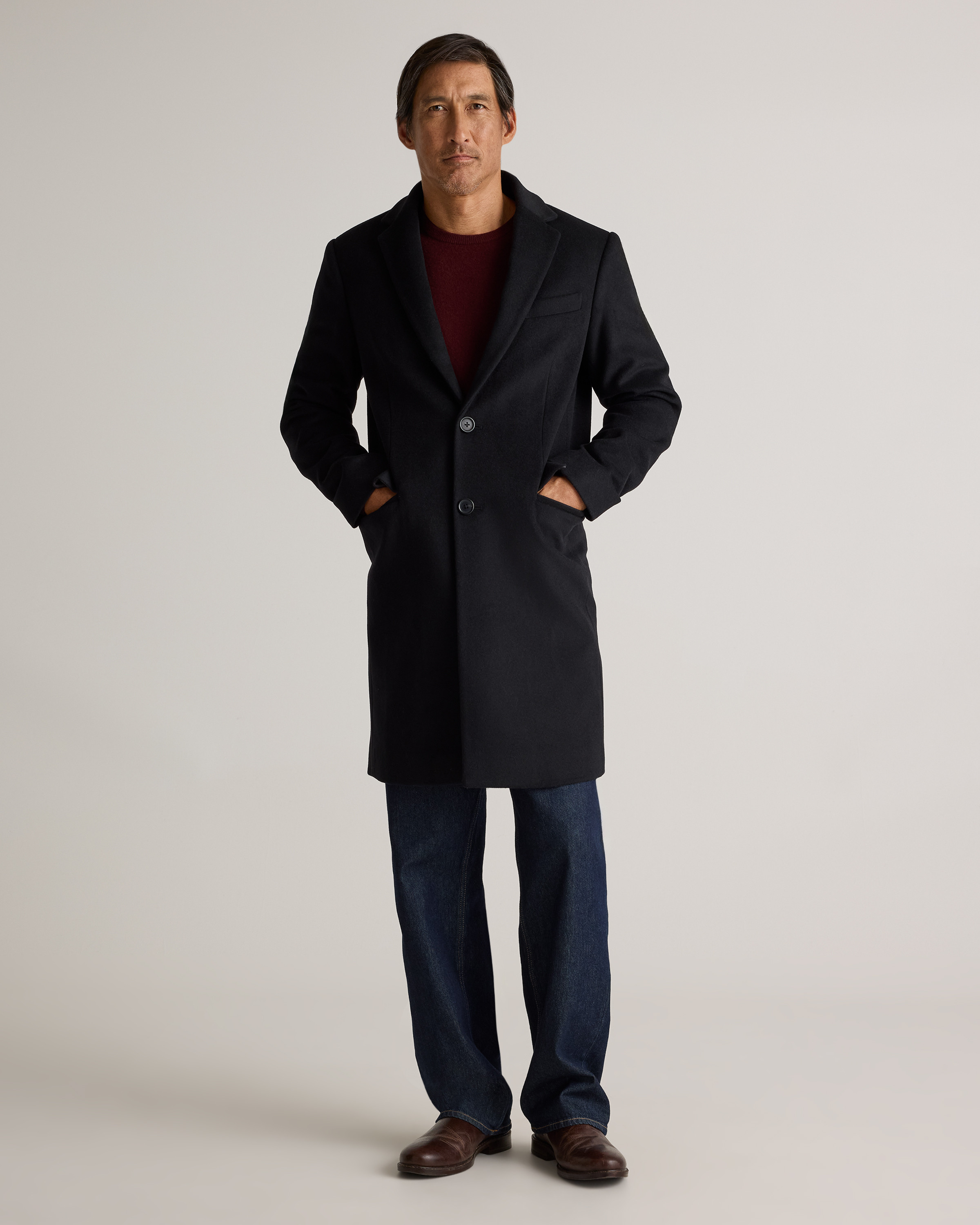 Quince | Men's Italian Wool Overcoat in Black, Size Medium, Wool/Nylon | Quince