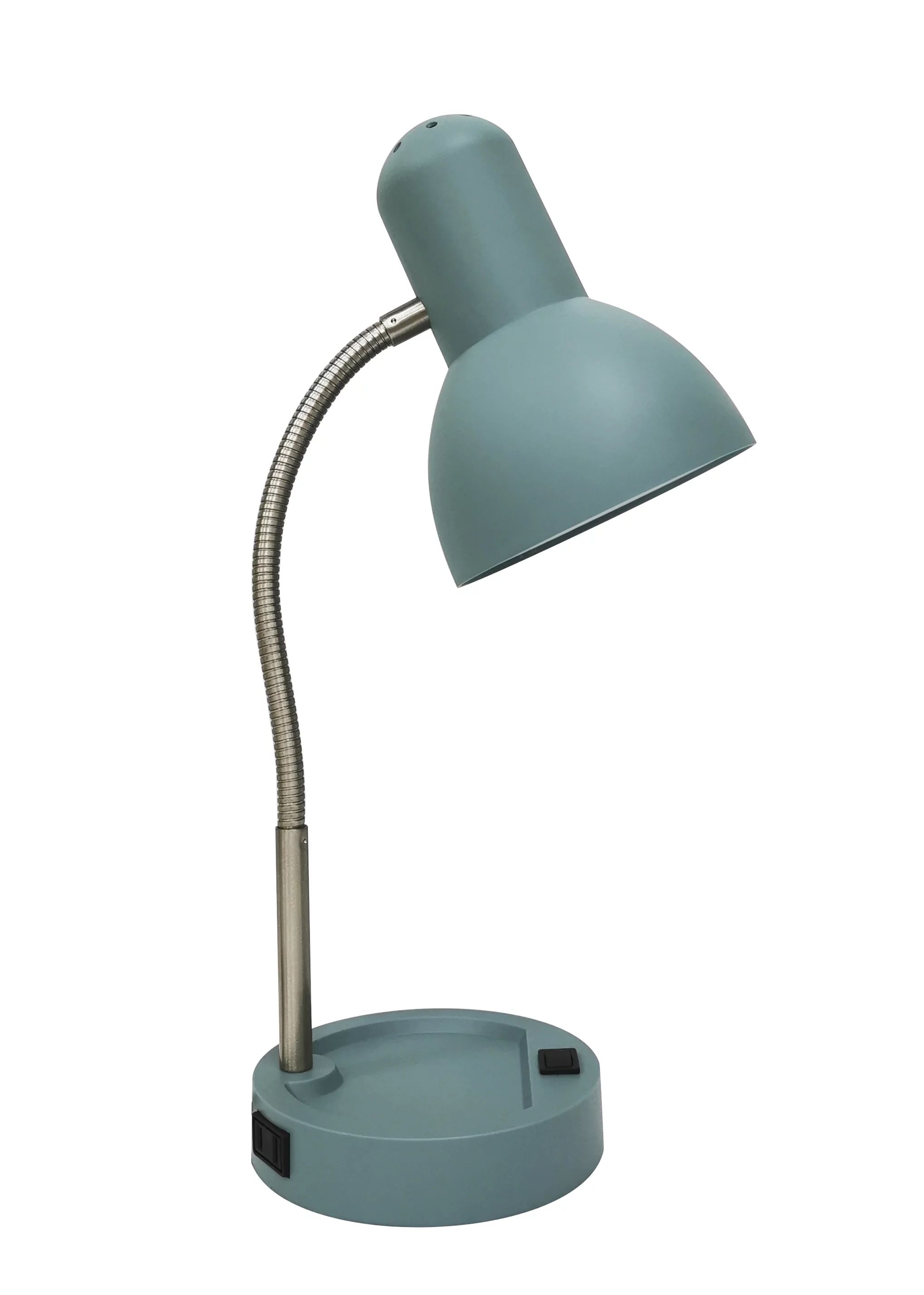 Mainstays LED Gooseneck Desk Lamp with Catch-All Base & AC Outlet, Aqua | Walmart (US)
