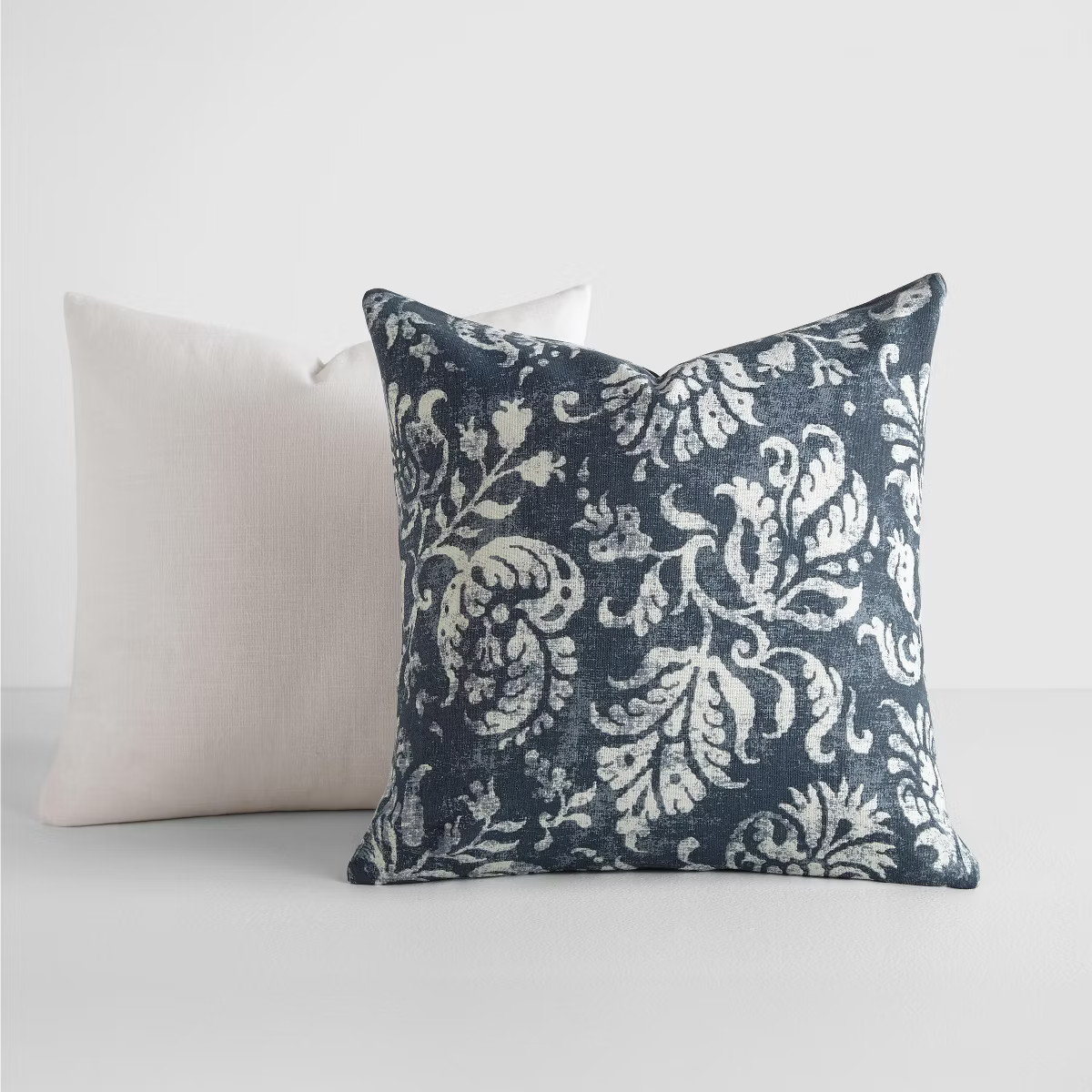2-Pack Cotton Slub Navy Distressed Floral Throw Pillows and Pillow Inserts Set - Becky Cameron, D... | Target