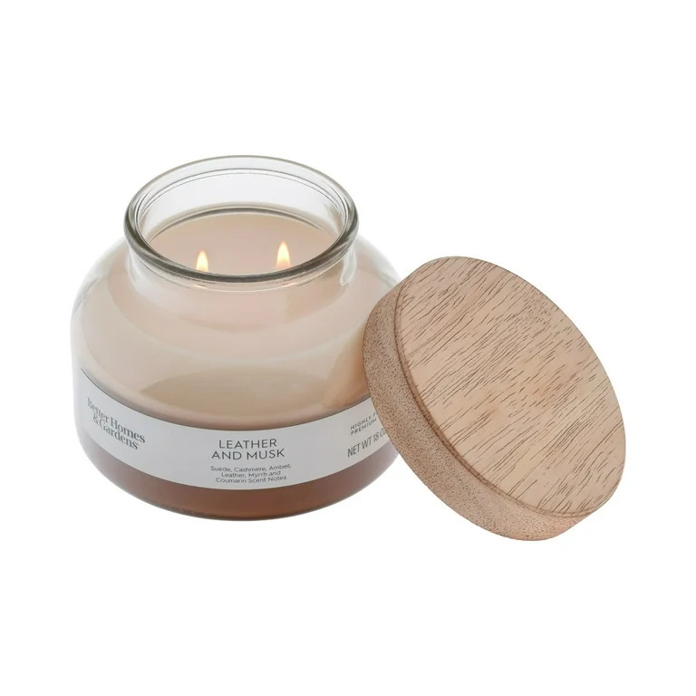 Better Homes and Gardens Leather and Musk Scented 2-Wick Ombre Jar Candle 18oz. | Walmart (US)