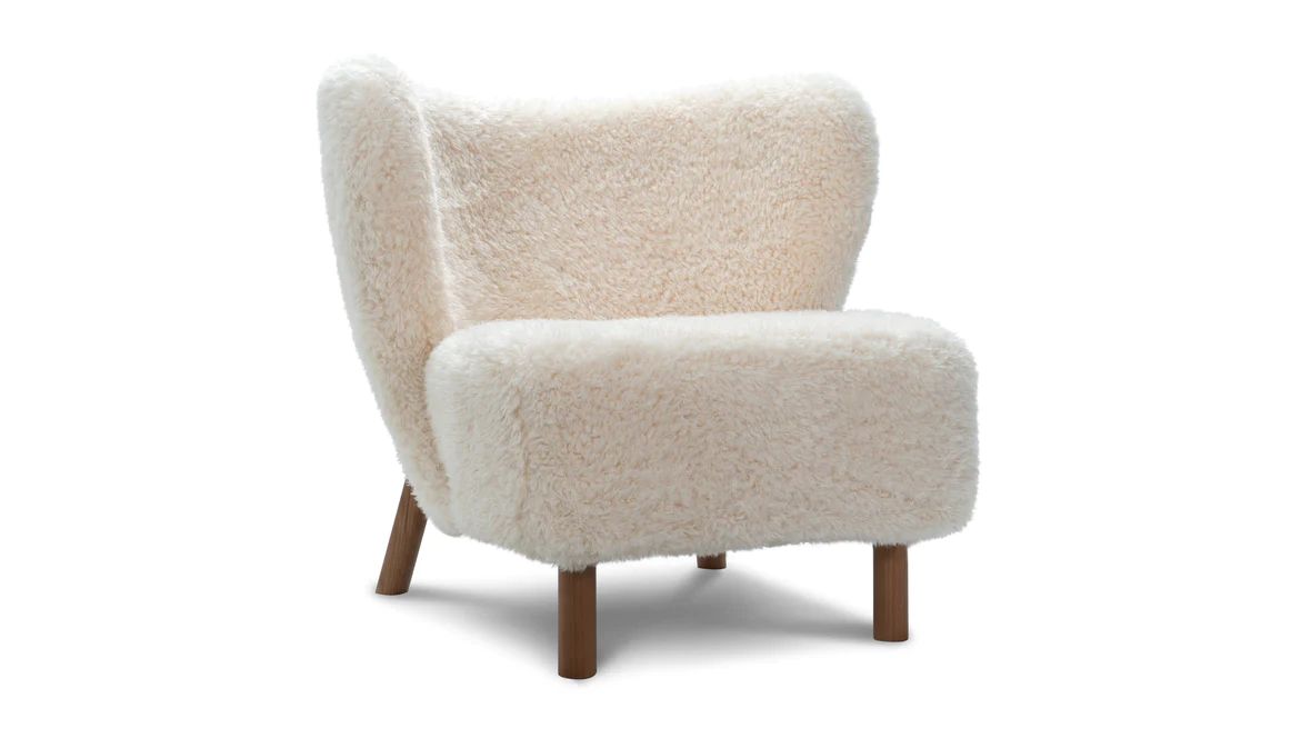 Petra - Petra Chair, White Long Hair Sherpa and Walnut | Interior Icons