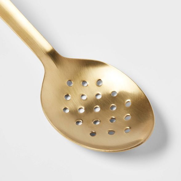 Stainless Steel Brass Finish Slotted Spoon - Threshold™ | Target