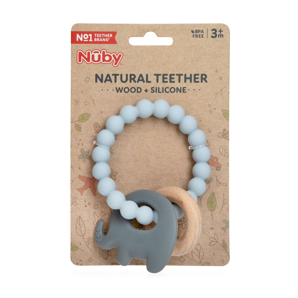 Nuby Silicone and Wood Teething Bracelet - Gray | Target