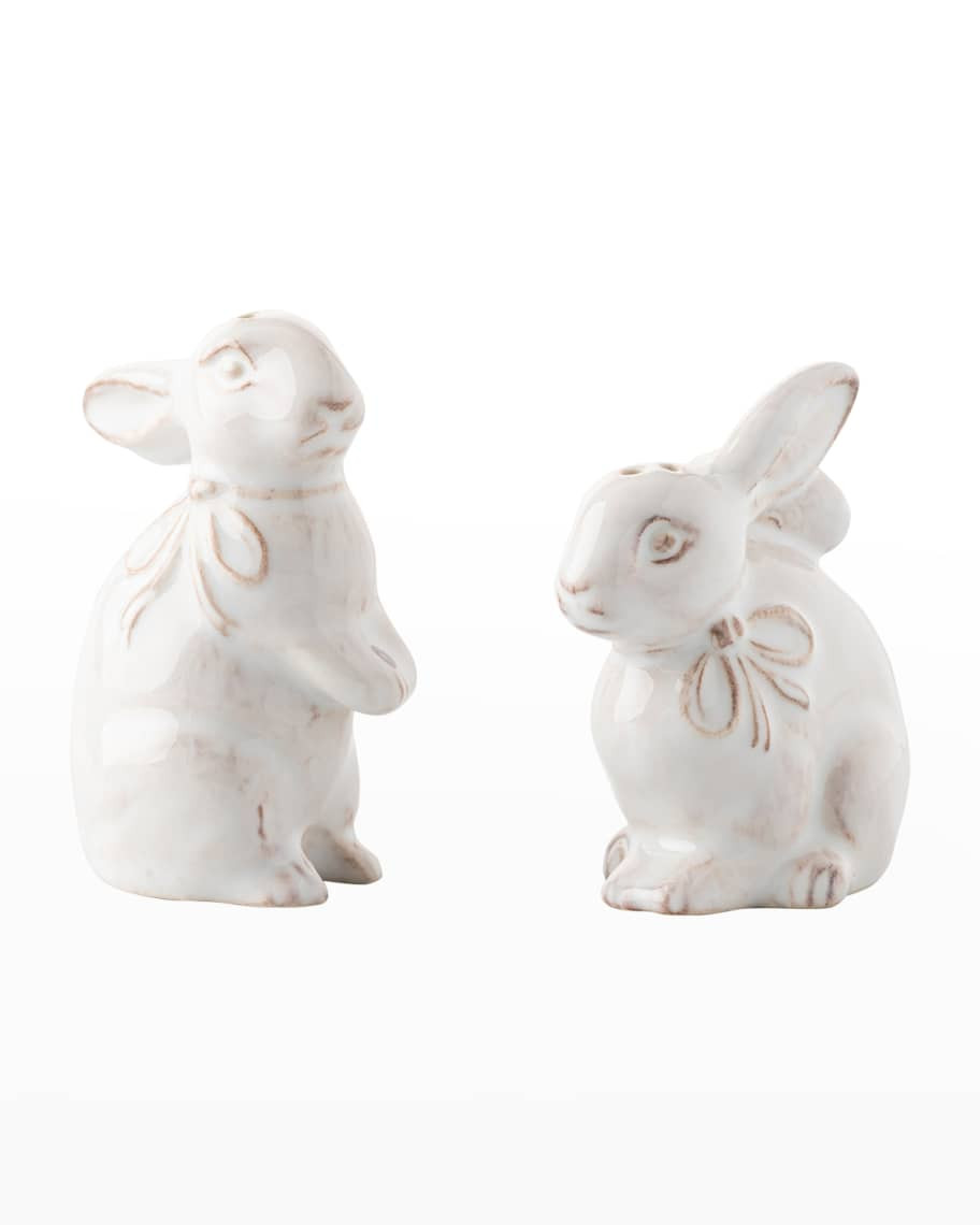 Juliska Clever Creatures Whitewash Bunny Salt & Pepper Shakers | Neiman Marcus