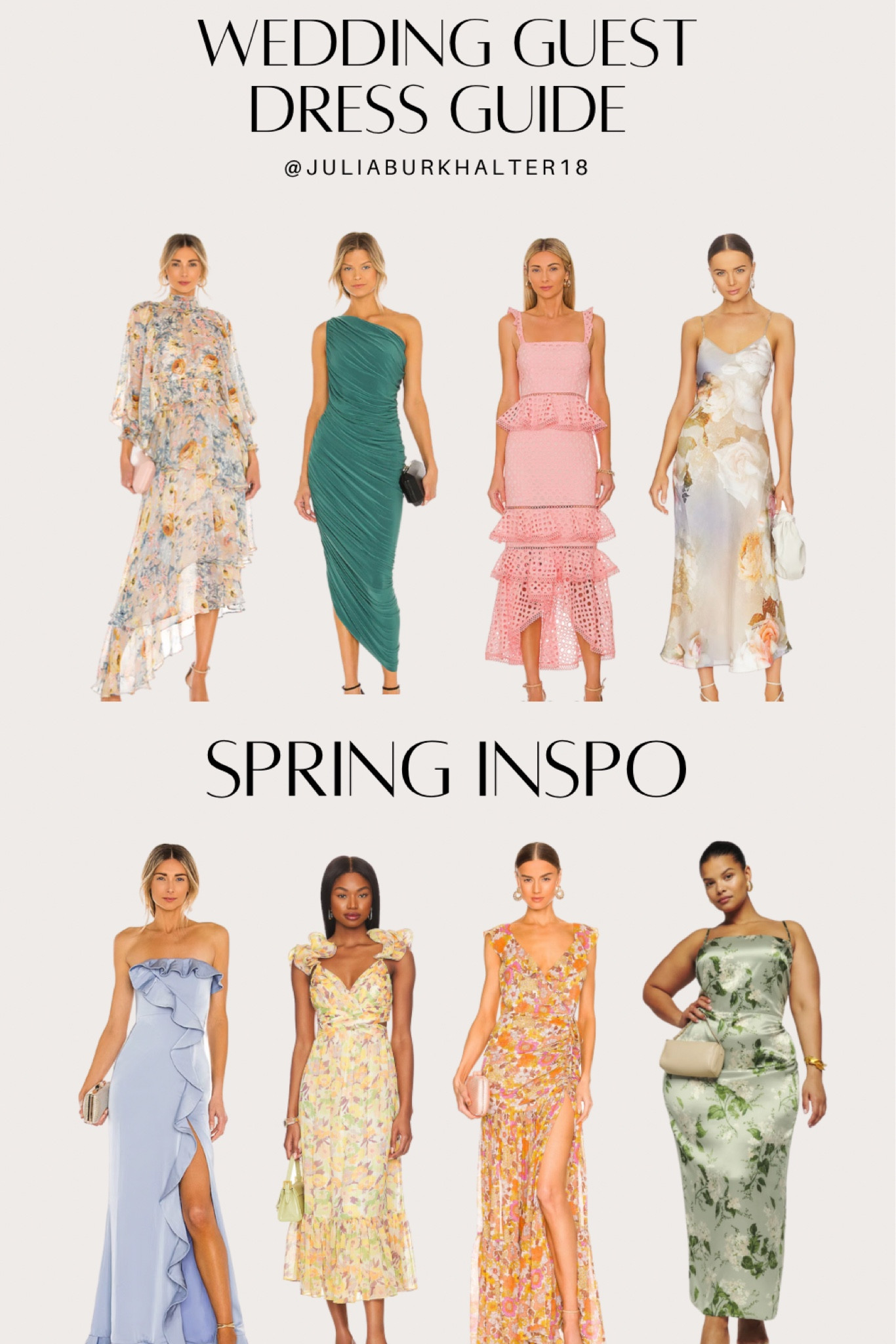 Spring time wedding guest dress inspo!!! 

Wedding guest // what to wear // wedding inspo // guest outfit // wedding guest inspo // wedding guest outfit // 

#LTKwedding #LTKSeasonal #LTKeurope