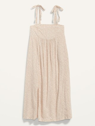 Tie-Shoulder Floral-Print Split-Front Midi Swing Dress for Women | Old Navy (US)