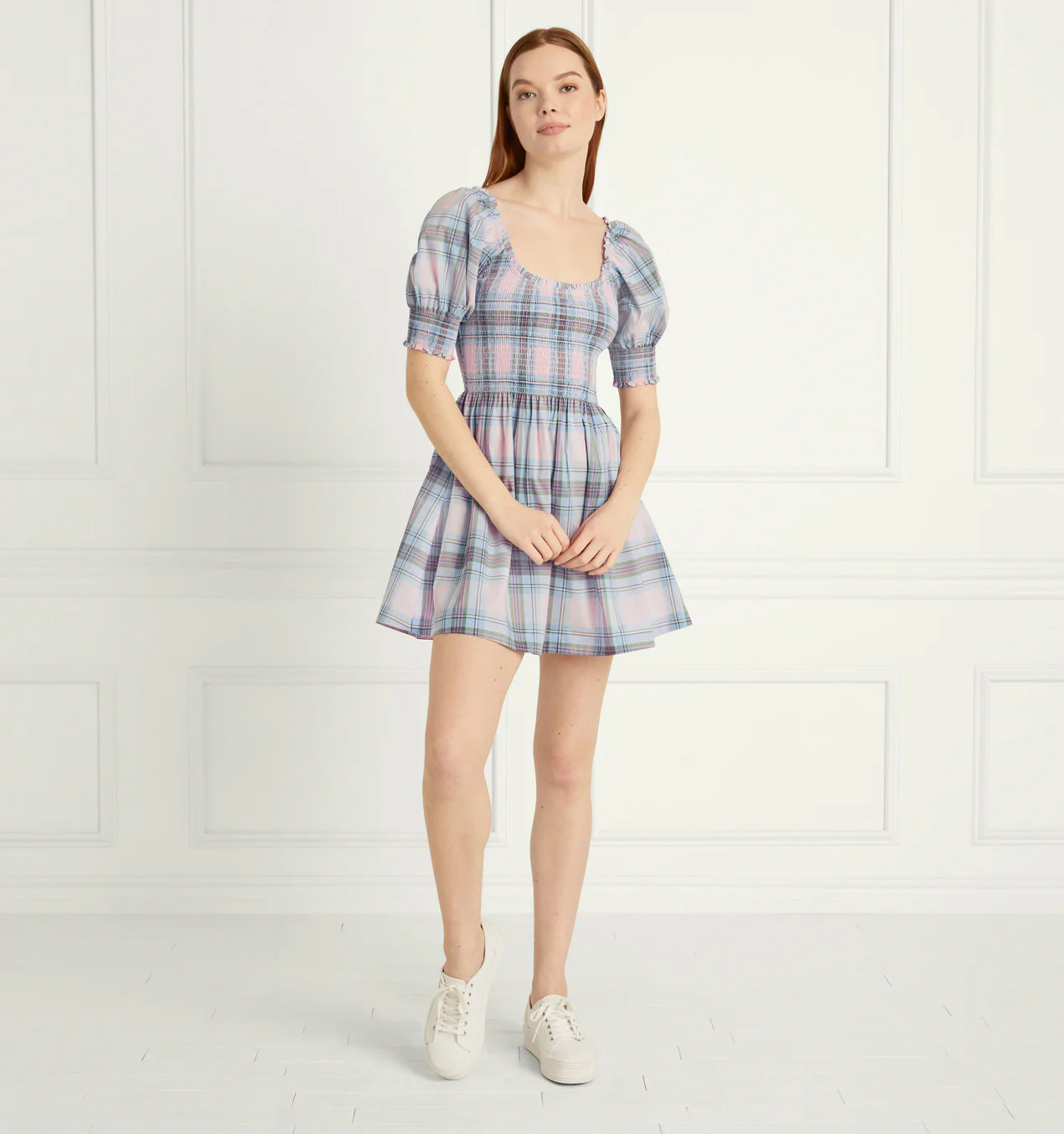 The Naia Nap Dress - Pink Spring Plaid | Hill House Home