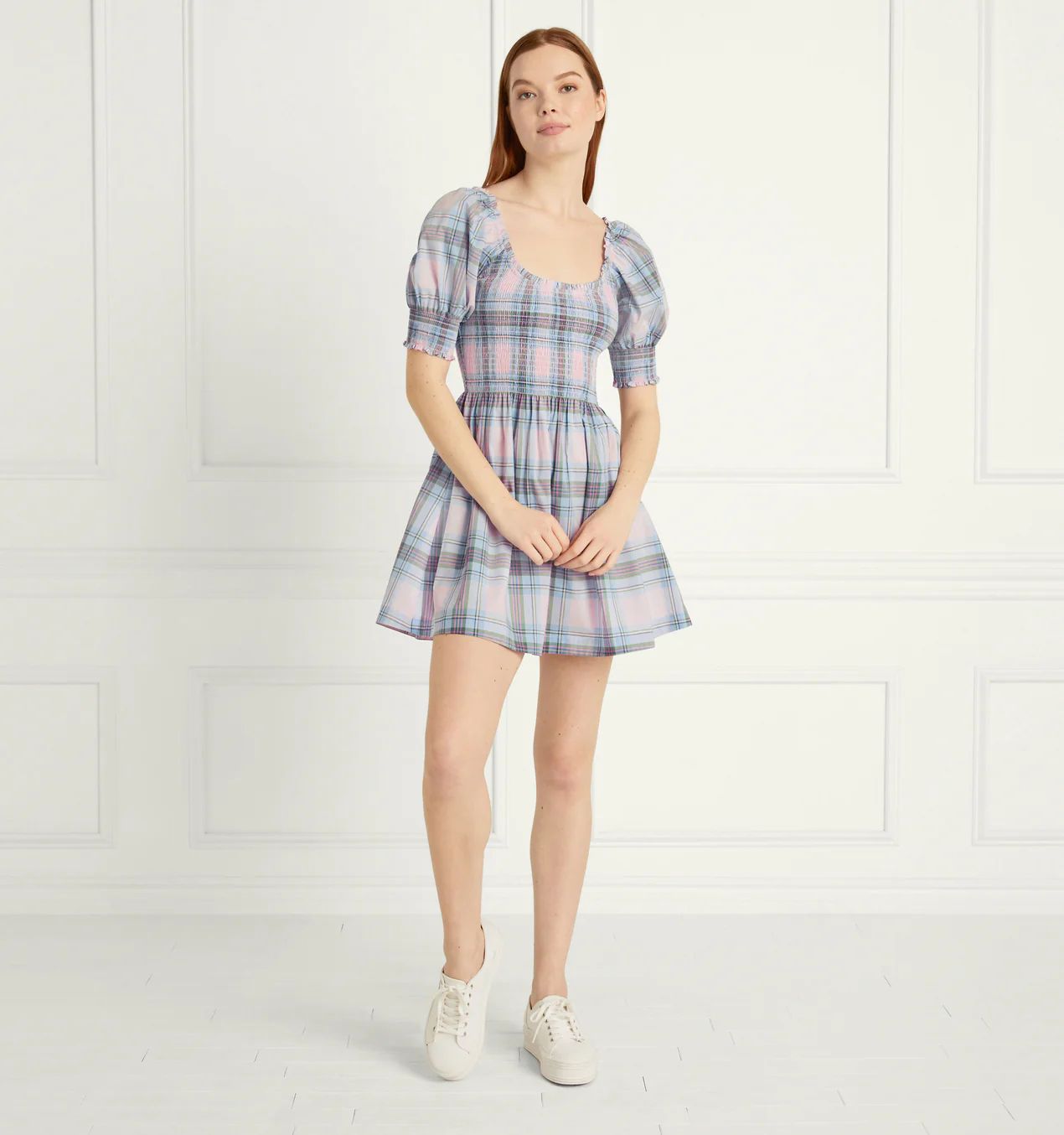 The Naia Nap Dress - Pink Spring Plaid | Hill House Home