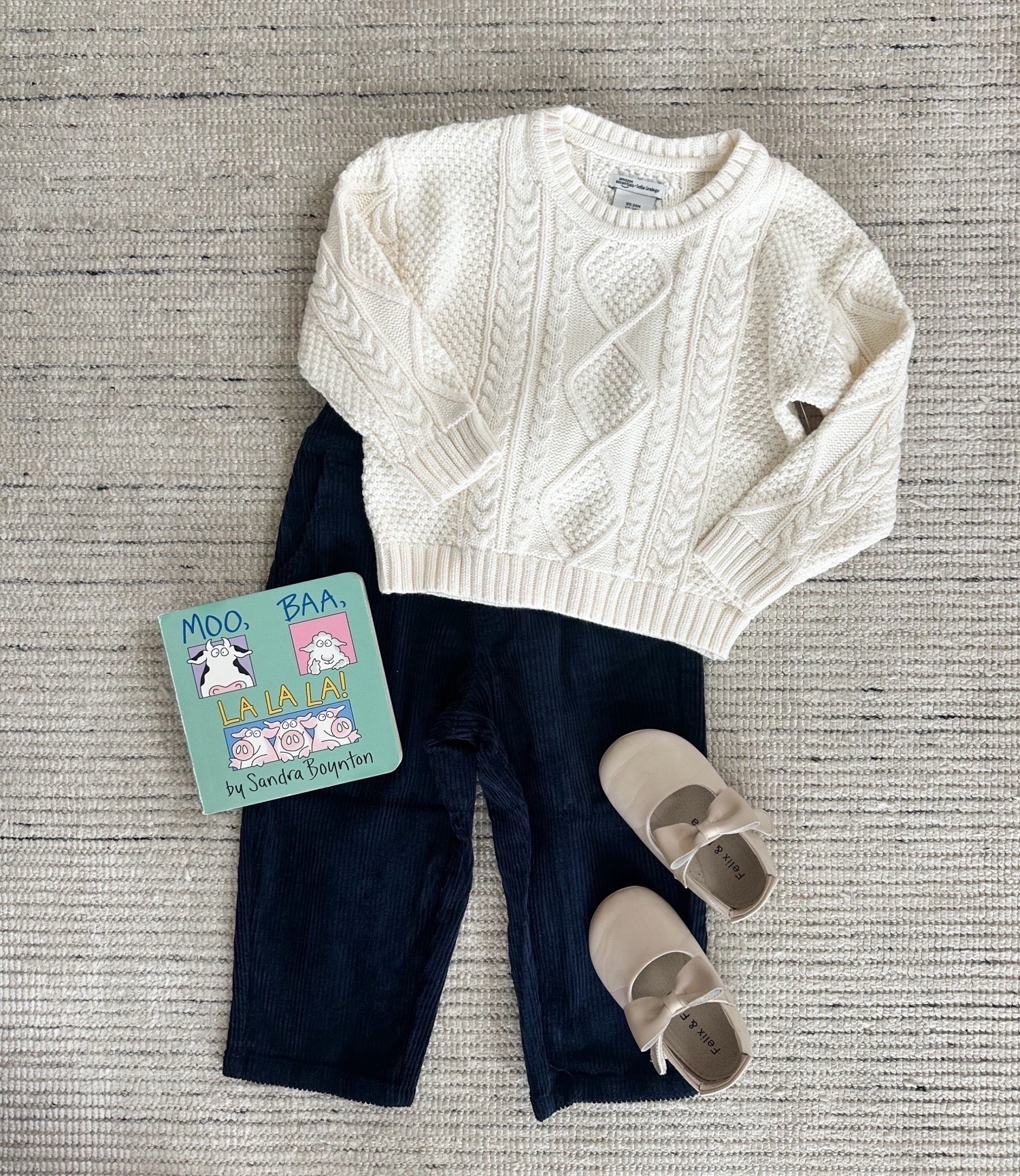 Toddler winter outfit with cream sweater styled with corduroy pants and flats for a classic look! 

#LTKSeasonal #LTKKids
