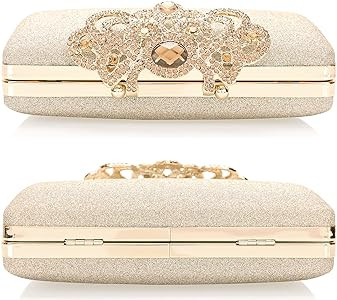 Dexmay Rhinestone Clutch Bag with Crystal Crown Clasp Women Evening Handbag Formal Party Purse | Amazon (US)