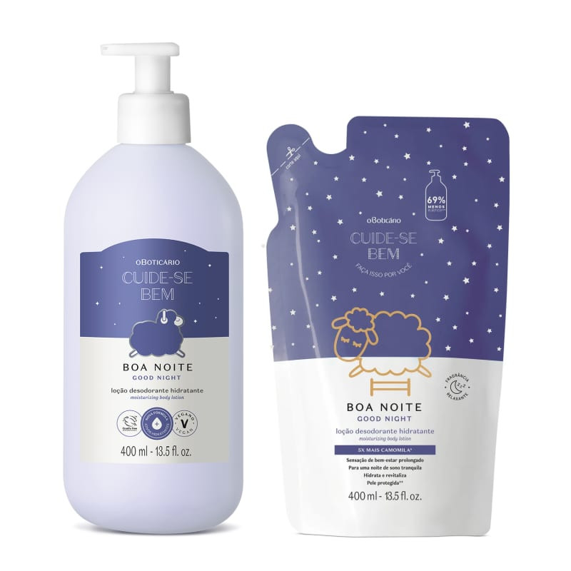 Combo Cuide-se Bem Boa Noite: Hidratante Desodorante Corporal 400ml + Refil 400ml | oBoticario (BR)