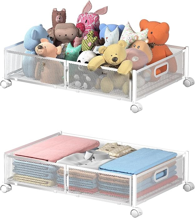 Under Bed Storage Containers, Under Bed Shoe Storage With Wheels, Foldable Bedroom Storage Organi... | Amazon (US)