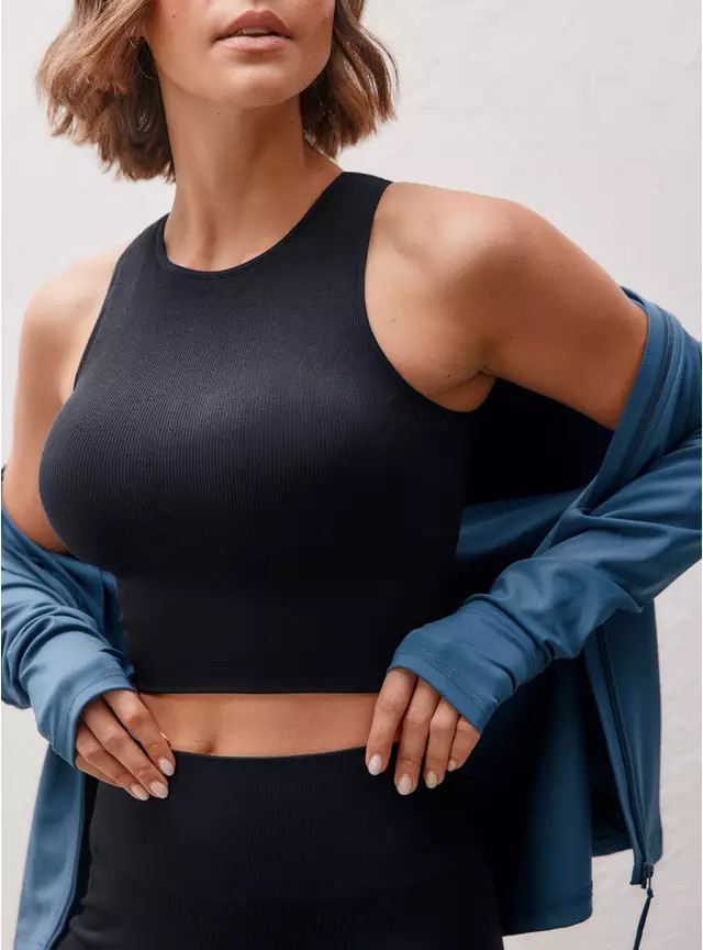 REAKTIV Seamless Black Crop Top Vest S | Tu Clothing